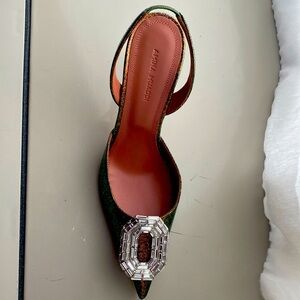 Amina Muaddi slingback in disco/metalic color